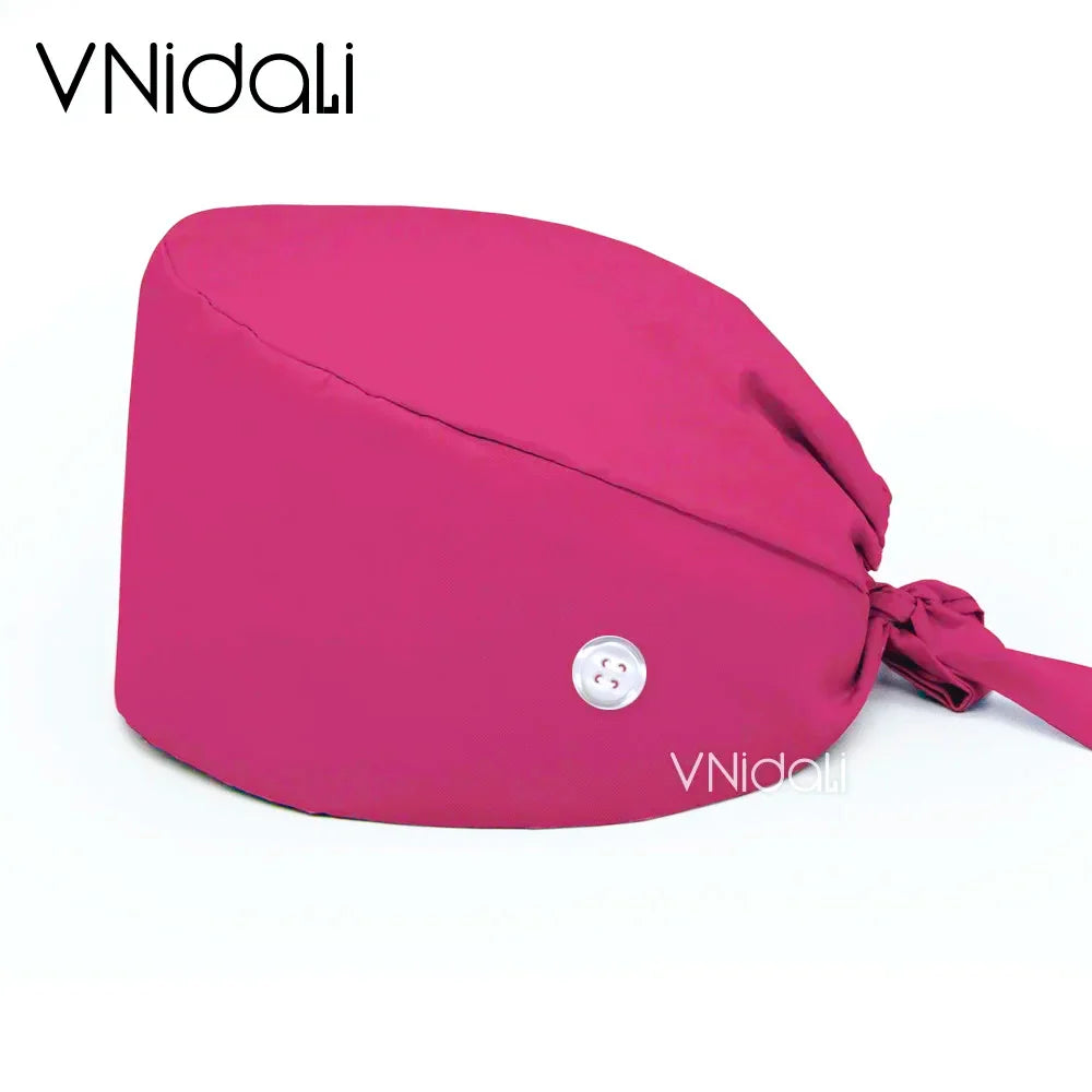 Solid color scrub cap with button pet grooming working Caps  surgical cap Lab work hat  womens Scrub hats nurse accessories