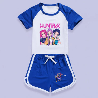 KPop Demon Hunters T-shirt + Sport Shorts 2pcs Set