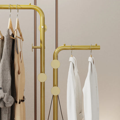 Heavy Duty Metal Dual-pole Clothes Rail Anti-Collapse Garment Rack Coat Hanger Stand Stable Stone Base
