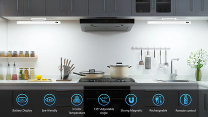Rechargeable LED Mirror & Cabinet Light Bar – 3 Color, Dimmable, Magnetic, Remote Control