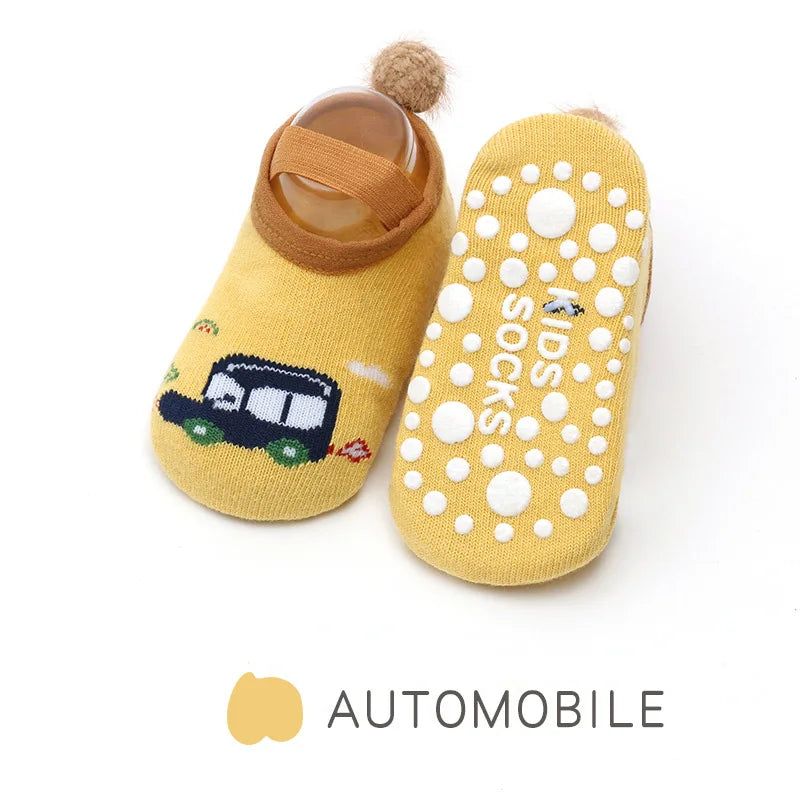 Spring Anti Slip Baby Socks Toddler Kids Floor Socks with Rubber Soles Autumn Newborn Baby Boy Girl Cartoon Cute Ball Warm Socks