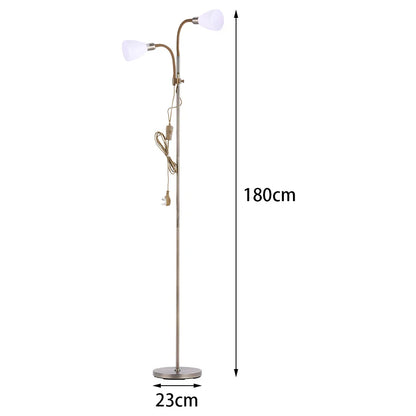 KOMORE Modern 2 Head Standing Floor Lamp Adjustable Lamp Heads 180cm Bronze&Grey  for Living Room, Office, Bedroom, Hallway