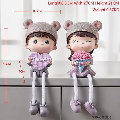 Nordic Cute Resin Hanging Dolls – Sitting Figurine Ornaments
