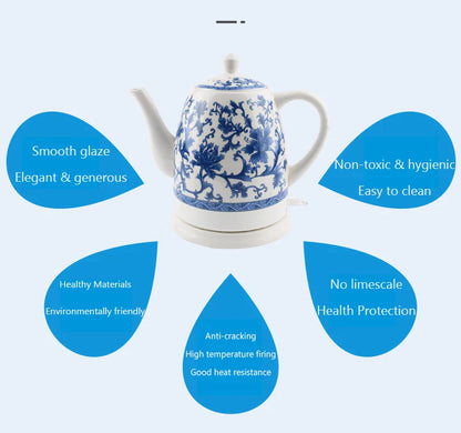 1.5L Electric Ceramic Kettle Water Boiler Water Heating Device Teapot Porcelain Kettle Automatic Power Off 220V Anti-dry burning