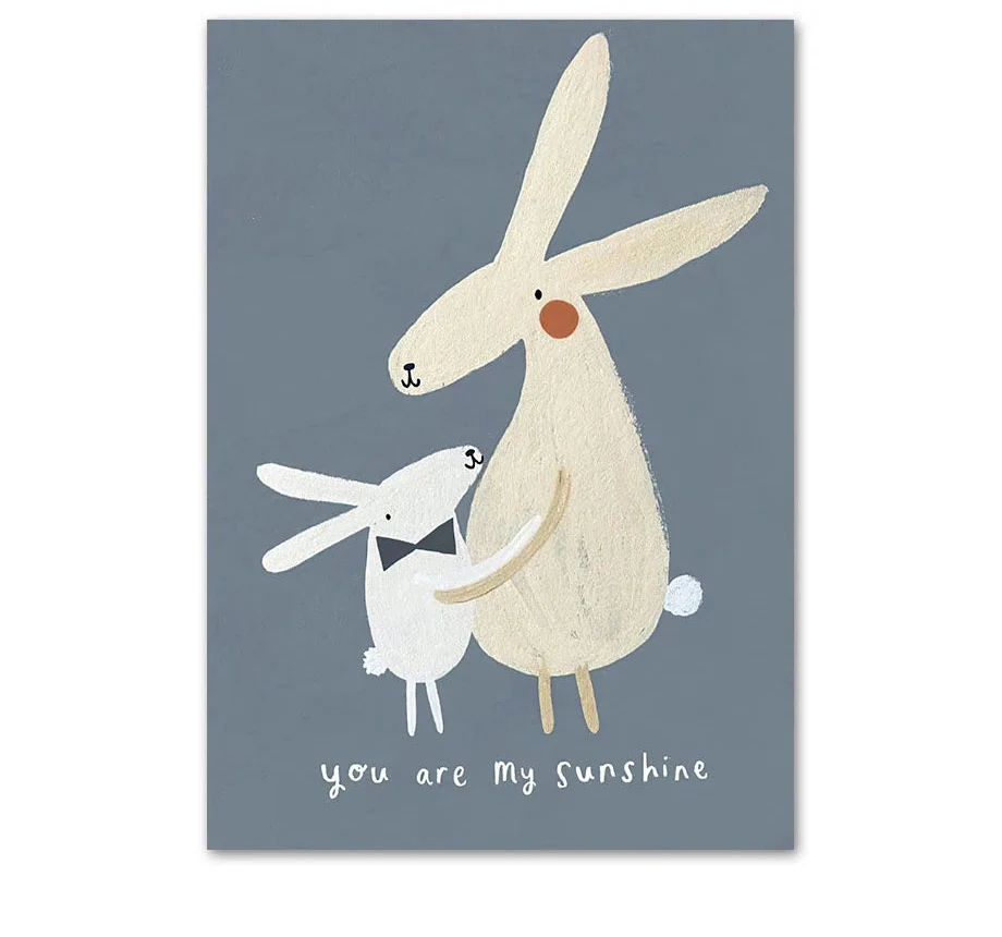 Boho Cartoon Animal Wall Art – Rabbit, Mouse & Goose Nursery Prints, Nordic Canvas Posters for Kids Room Décor