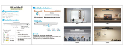 Rechargeable LED Mirror & Cabinet Light Bar – 3 Color, Dimmable, Magnetic, Remote Control