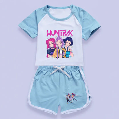 KPop Demon Hunters T-shirt + Sport Shorts 2pcs Set