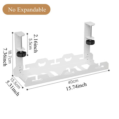 Telescopic Under Desk Cable Management Tray – Metal Under Table Storage Rack for Home Office, Router & Power Strip Organizer