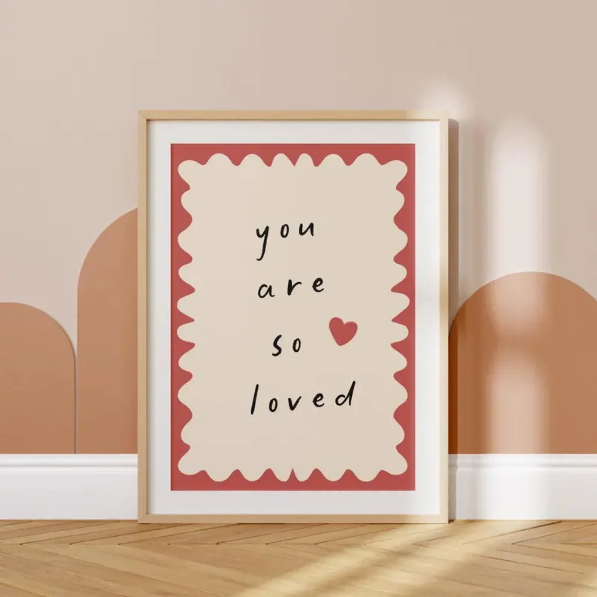 “You Are So Loved” Minimalist Quote Poster – Modern Typography Wall Art Print – Positive Nursery & Bedroom Décor (Unframed)