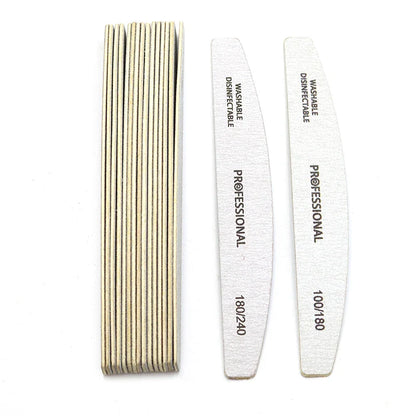 10pcs/Lot Wooden Nail Files Professional 100 180 240 Emery Board Manicure Buffer Grey Boat Double-sided Wooden Pedicure Buffers