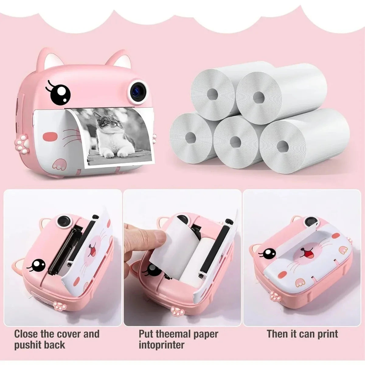 Kids Camera Instant Print Refill for Kids Instant Camera Thermal Printing BPA Free,57x25mm White Non-Adhesive Photo Print Rolls