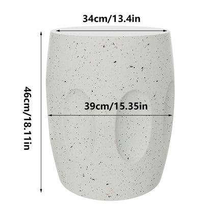 Unique Lightweight Concrete Side Table Decorative Garden Stool Faux Terrazzo Accent Table Small Coffee End Table