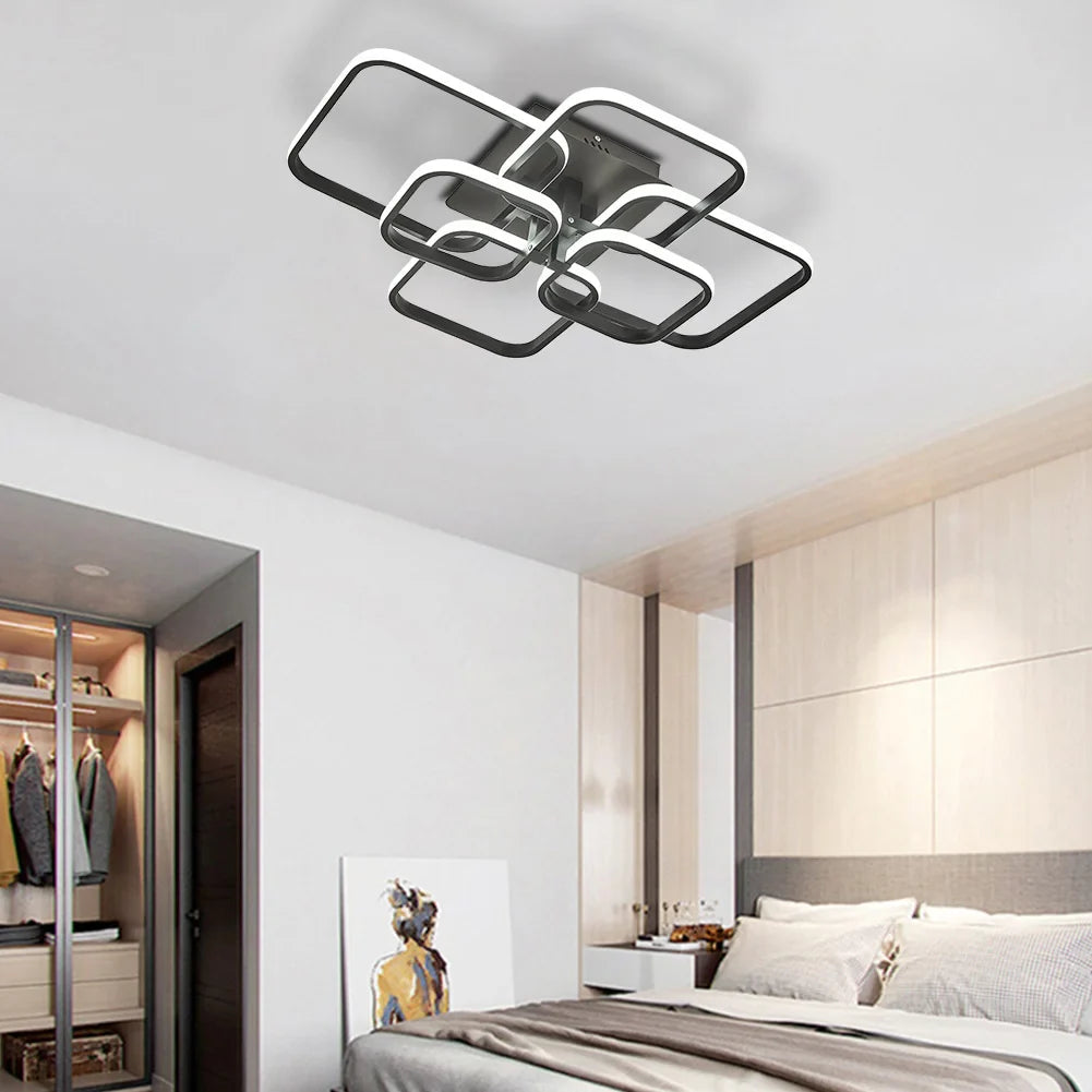 KOMORE Contemporary LED Energy-efficient Semi Flush Ceiling Light,  White / Stepless Dimming