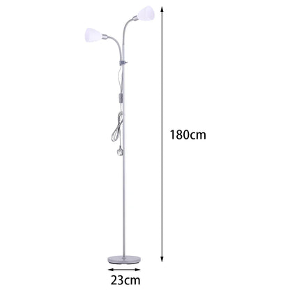 KOMORE Modern 2 Head Standing Floor Lamp Adjustable Lamp Heads 180cm Bronze&Grey  for Living Room, Office, Bedroom, Hallway