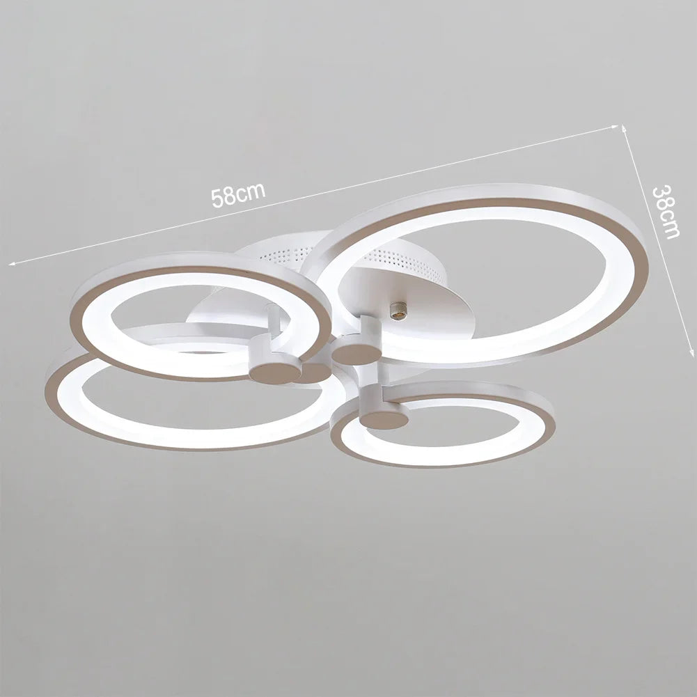 KOMORE Modern Circular LED Semi Flush Ceiling Light, 54 W/94W/142W Cool White for Nordic Decor for Office, Living Room, Bedroom