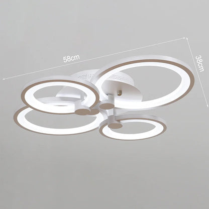 KOMORE Modern Circular LED Semi Flush Ceiling Light, 54 W/94W/142W Cool White for Nordic Decor for Office, Living Room, Bedroom