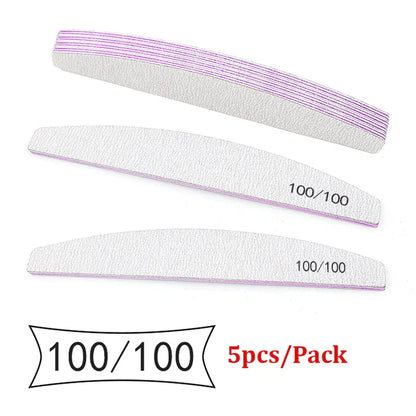 5/25Pcs/Lot Nail File Mix Color 80/100/150/180/240 Grit Professional Sandpaper Cuticle Remover Buffer Files Manicure Tool Set