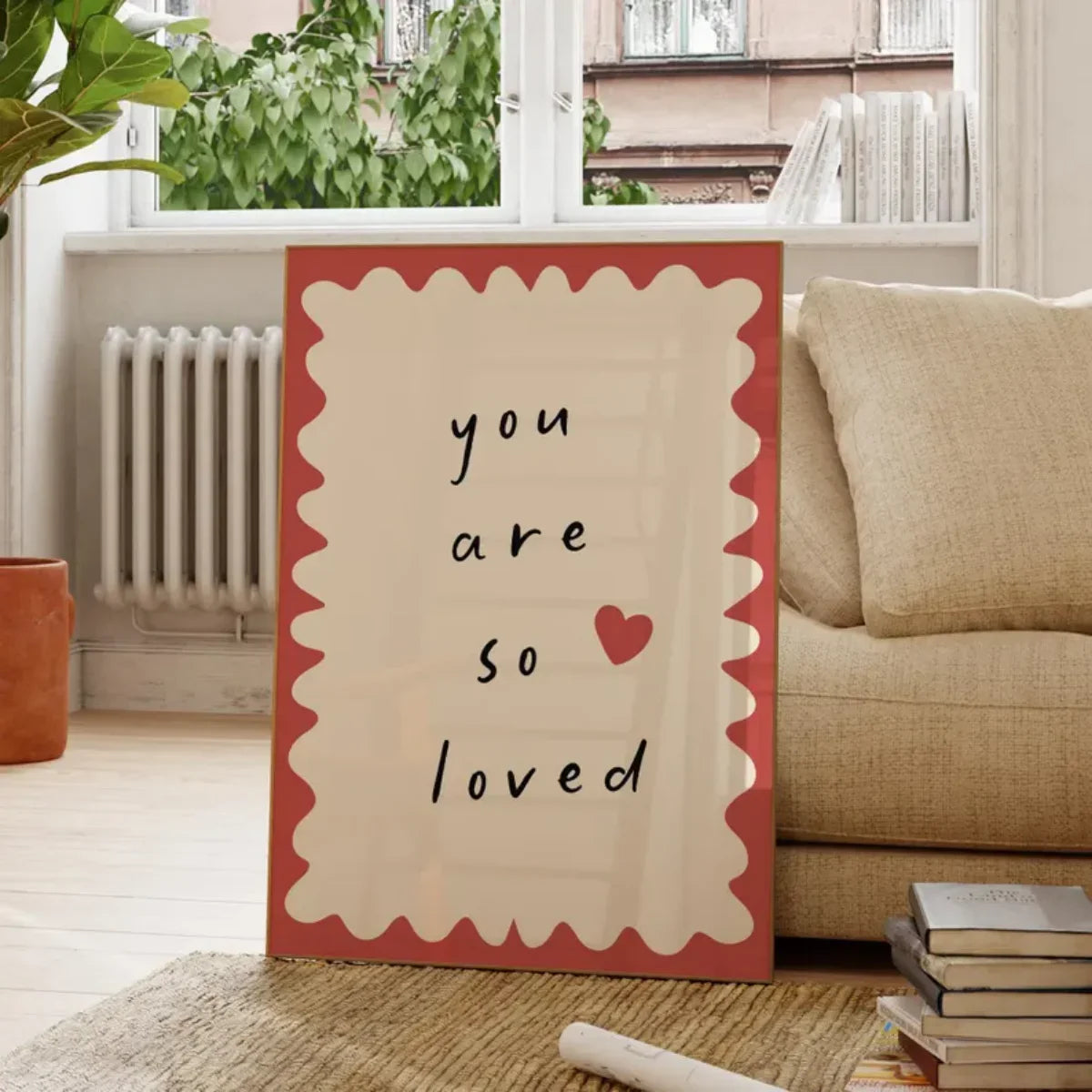 “You Are So Loved” Minimalist Quote Poster – Modern Typography Wall Art Print – Positive Nursery & Bedroom Décor (Unframed)