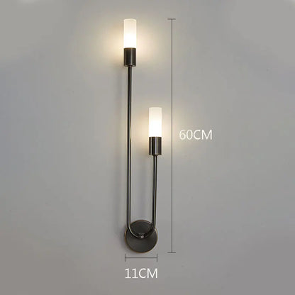 Modern Brass & Black LED Wall Lamp – Double Light Wall Sconce