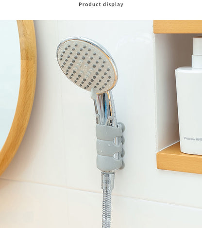 Suction Cup Brackets Silicone Shower Head Holder Reusable Removable Wall Storage Shelf Rack Fixed Base for Bathroom Accessories