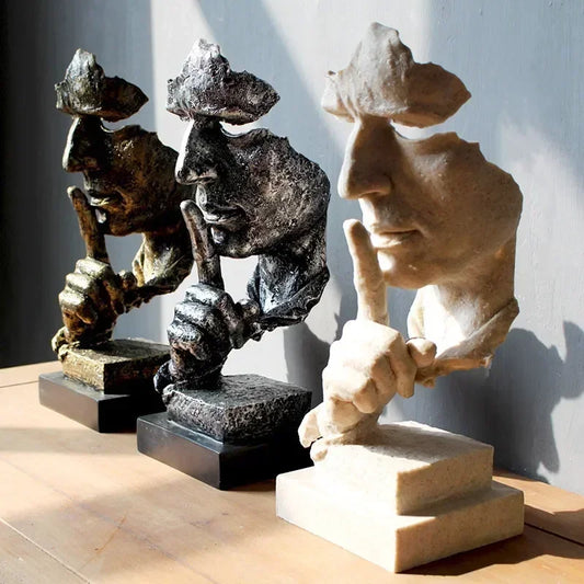 Abstract Resin Face Sculpture – “Silence is Golden”