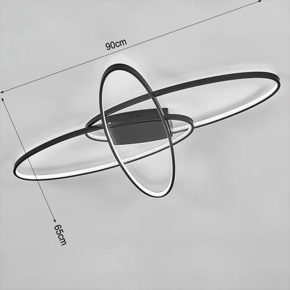 KOMORE Minimalistic Unique Oval LED Semi-Flush Ceiling Light, 76 W Cool White for Office, Living Room, Bedroom, Kitchen, Hallway