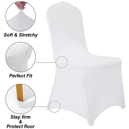 New 10-1PC White Wedding Chair Cover Spandex Stretch Slipcover Restaurant Banquet Hotel Dining Party Universal Chair Cover Decor