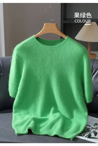 Men’s Short-Sleeve Knit Sweater - Cashmere-Feel Knit Tee