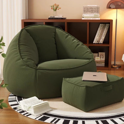 Single Lazy Bean Bag Sofa with Footrest Padding
