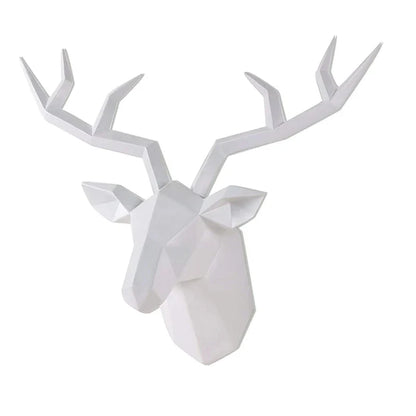 Modern Geometric Deer Head Wall Sculpture – Resin Antler Decor