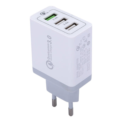 XHF30W 3 QC3.0 USB Fast Charging Wall Charger, EU Plug, EU Plug