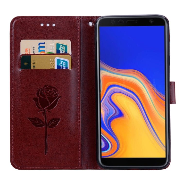 Rose Embossed Horizontal Flip PU Leather Case for Samsung Galaxy J4 Plus, with Holder & Card Slots & Wallet, For Samsung Galaxy J4 Plus