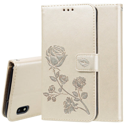 Rose Embossed Horizontal Flip PU Leather Case for Galaxy A10, with Holder & Card Slots & Wallet, For Samsung Galaxy A10
