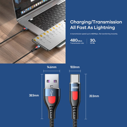 REMAX RC-188a Lesu Pro 1m 5A USB to USB-C / Type-C Aluminum Alloy Braid Fast Charging Data Cable, USB to USB-C / Type-C