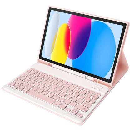 For iPad 11 2025 / 10th Gen 10.9 2022 A10B Lambskin Texture Ultra-thin Bluetooth Keyboard Leather Tablet Case with Pen Slot, A10B