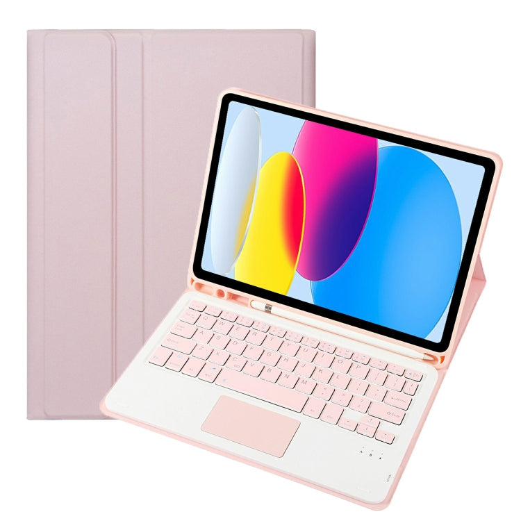 For iPad 11 2025 / 10th Gen 10.9 2022 A10B-A Lambskin Texture Bluetooth Touch Keyboard Leather Tablet Case with Pen Slot, A10B-A