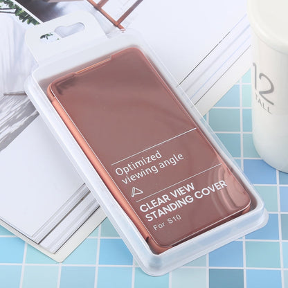 PU Electroplating Mirror Horizontal Flip Leather Case for Galaxy S10, with Holder, For Galaxy S10