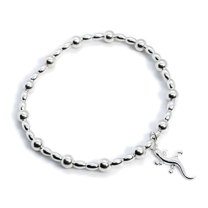 Sterling Silver Lizard/Gecko Charm stacking Bracelet