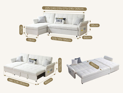 SB162 Three Seater Corner Sofa Bed, White