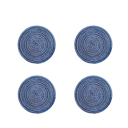 Round Braided Woven Placemats, Set of 4 Pieces