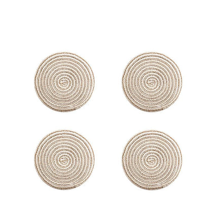 Round Braided Woven Placemats, Set of 4 Pieces