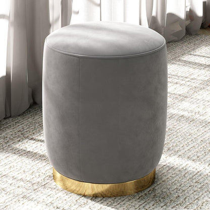 N89 Round Stool, Leather/ Velvet