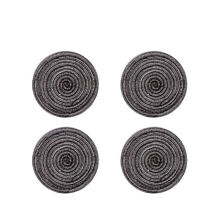 Round Braided Woven Placemats, Set of 4 Pieces