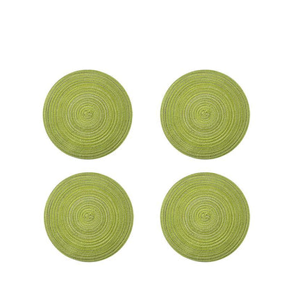 Round Braided Woven Placemats, Set of 4 Pieces