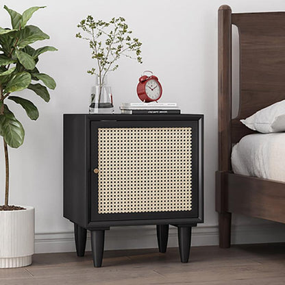 Tableau Rattan Bedside Table, Solid Wood