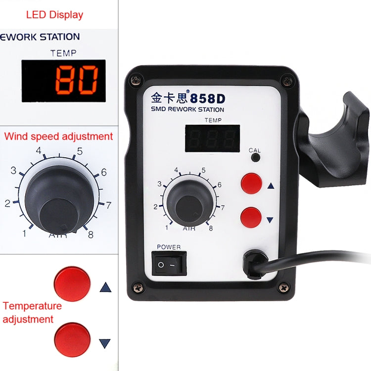 Kaisi K-858D SMD Hot-Air Soldering Station LED Digital Display Support Controllable Temperature for Desoldering + Air Nozzles, EU Plug, K-858D, EU Plug