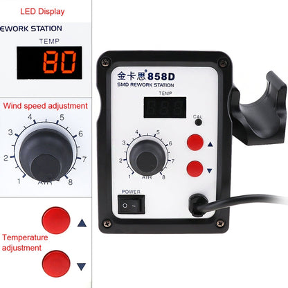 Kaisi K-858D SMD Hot-Air Soldering Station LED Digital Display Support Controllable Temperature for Desoldering + Air Nozzles, EU Plug, K-858D, EU Plug
