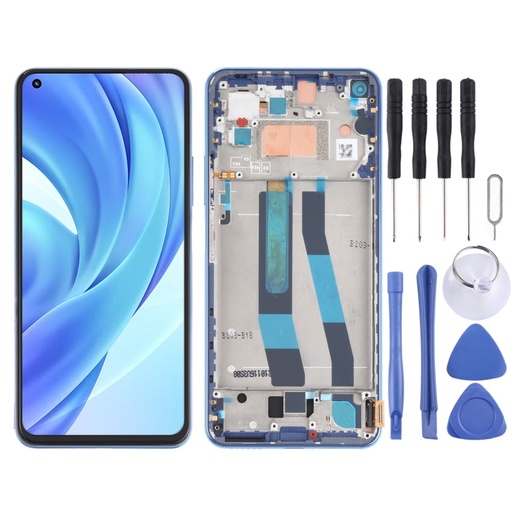 Original LCD Screen and Digitizer Full Assembly With Frame for Xiaomi Mi 11 Lite 4G/11 Lite 5G NE M2101K9AG M2101K9AI, For Xiaomi Mi 11 Lite 4G (Original)