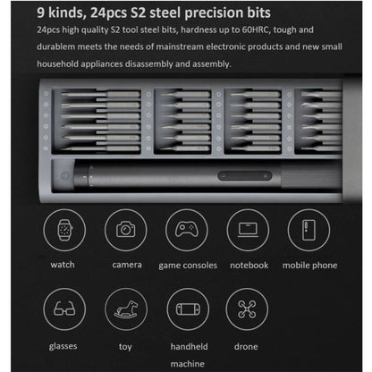 25 in 1 Original Xiaomi Mijia Electric Precision Screwdriver Kit Rechargeable Magnetic Aluminum Case, Mijia 25 in 1