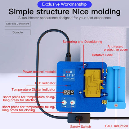 AIXUN iHeater Double Layers Board Pre-heating Soldering Rework Station for iPhone X-12, US Plug, AIXUN iHeater
